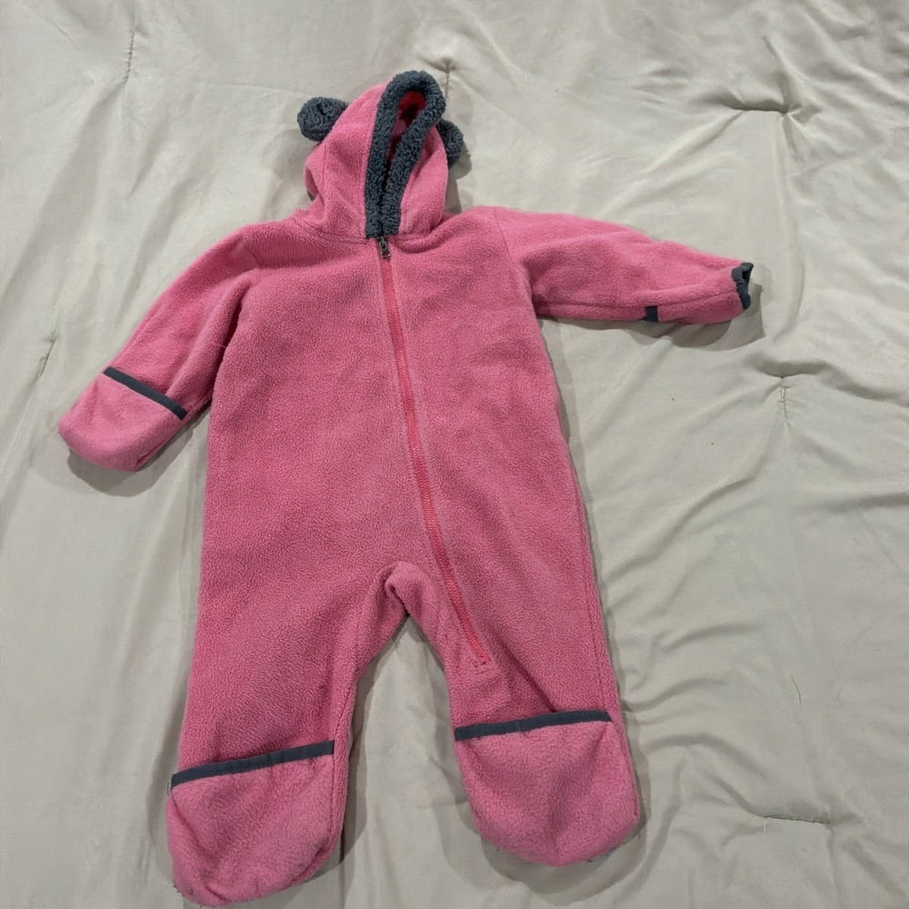 Columbia Tiny Bear II Bunting Pink Fleece One Piece Suit Infants 6-12 Months‎